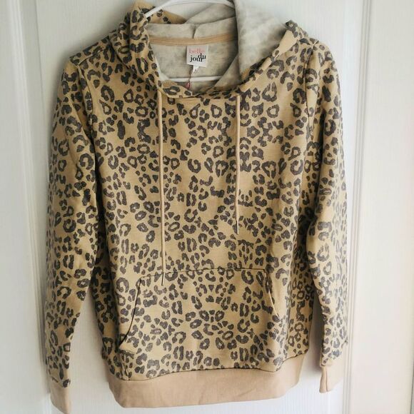 Brand New Belle Du Jour Leopard Print Pullover Hoodie For Women Size‎ Small - Picture 3 of 7